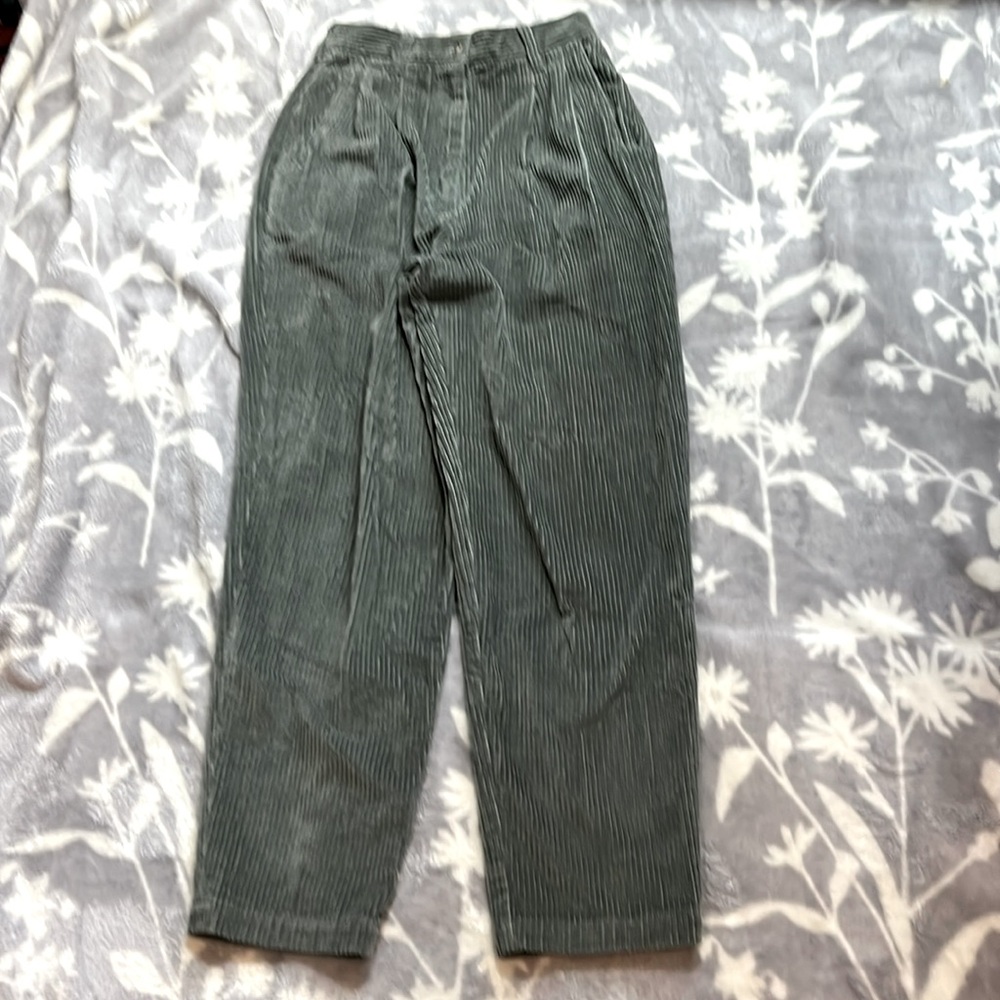 VTG David Brooks Jeans-Green Wider Corduroy Straight Leg Design Sz 4 P